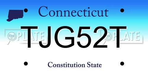 TJG52T Connecticut License Plate