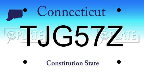TJG57Z Connecticut License Plate