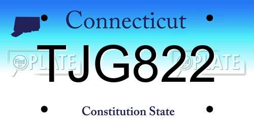 TJG822 Connecticut License Plate
