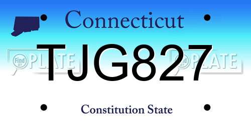 TJG827 Connecticut License Plate