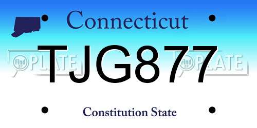 TJG877 Connecticut License Plate
