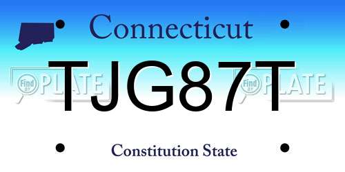 TJG87T Connecticut License Plate