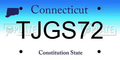 TJGS72 Connecticut License Plate
