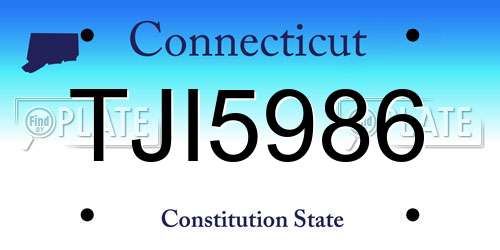 TJI5986 Connecticut License Plate