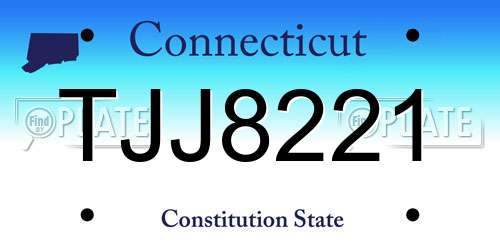 TJJ8221 Connecticut License Plate
