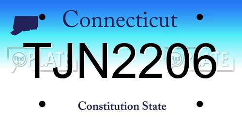 TJN2206 Connecticut License Plate