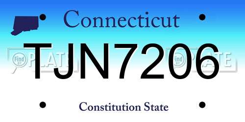 TJN7206 Connecticut License Plate