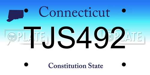 TJS492 Connecticut License Plate