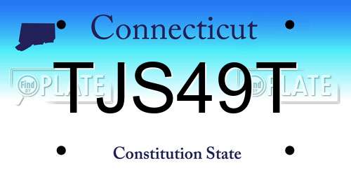 TJS49T Connecticut License Plate