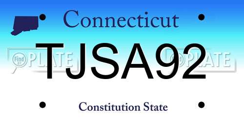 TJSA92 Connecticut License Plate