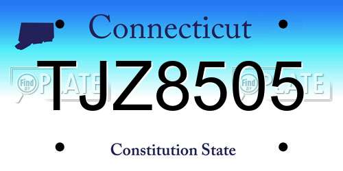 TJZ8505 Connecticut License Plate