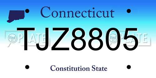 TJZ8805 Connecticut License Plate