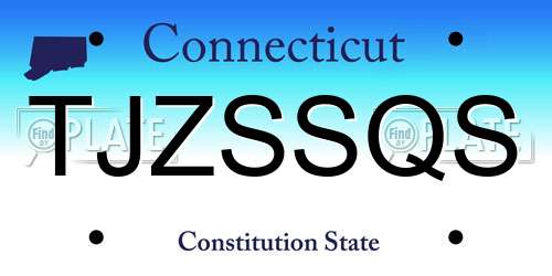 TJZSSQS Connecticut License Plate