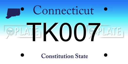 TK007 Connecticut License Plate
