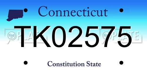 TK02575 Connecticut License Plate