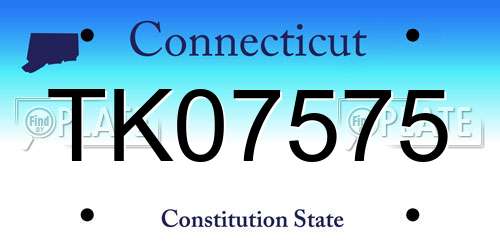 TK07575 Connecticut License Plate