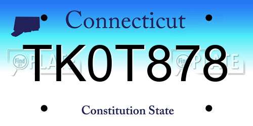 TK0T878 Connecticut License Plate