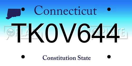TK0V644 Connecticut License Plate