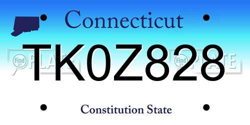 TK0Z828 Connecticut License Plate