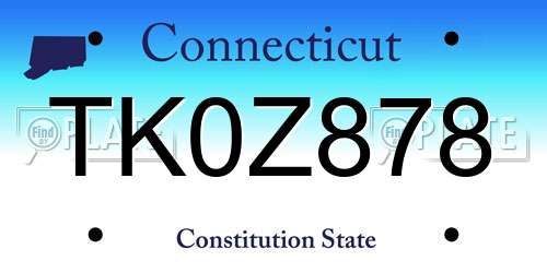 TK0Z878 Connecticut License Plate