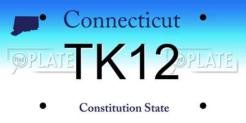 TK12 Connecticut License Plate