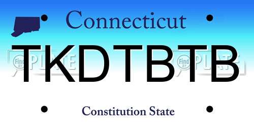 TKDTBTB Connecticut License Plate