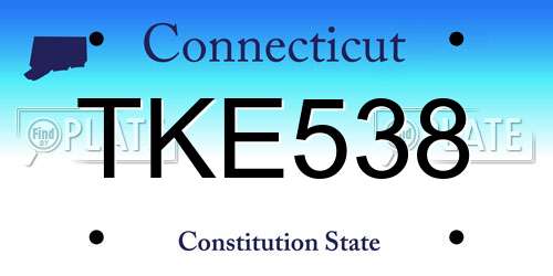 TKE538 Connecticut License Plate
