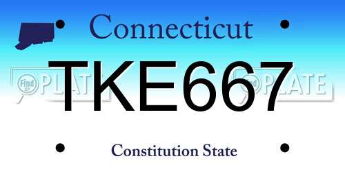 TKE667 Connecticut License Plate
