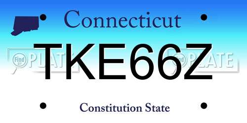 TKE66Z Connecticut License Plate