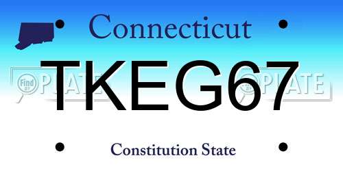 TKEG67 Connecticut License Plate