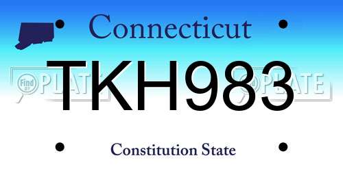 TKH983 Connecticut License Plate