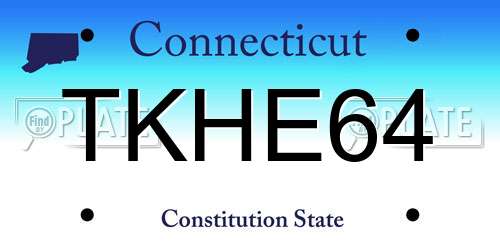 TKHE64 Connecticut License Plate