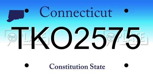 TKO2575 Connecticut License Plate