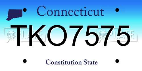TKO7575 Connecticut License Plate