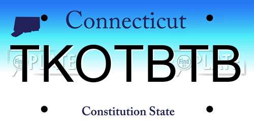 TKOTBTB Connecticut License Plate