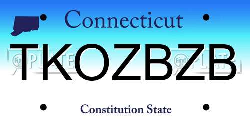 TKOZBZB Connecticut License Plate