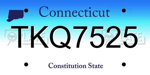 TKQ7525 Connecticut License Plate