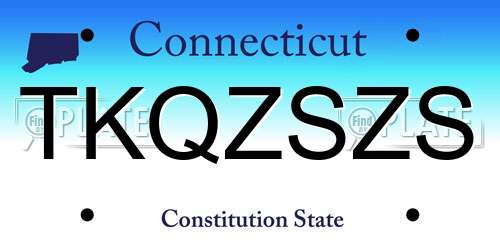 TKQZSZS Connecticut License Plate