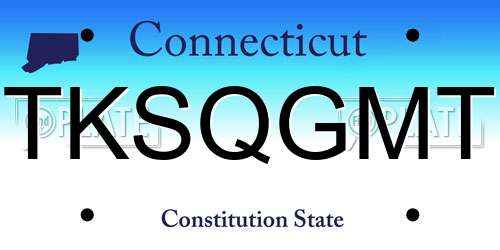 TKSQGMT Connecticut License Plate