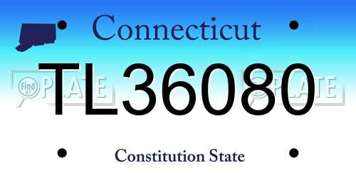 TL36080 Connecticut License Plate