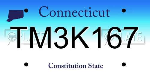 TM3K167 Connecticut License Plate