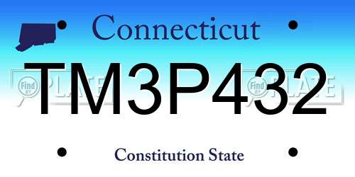 TM3P432 Connecticut License Plate