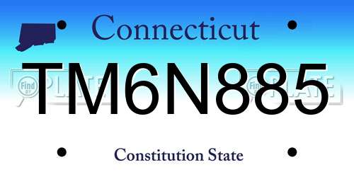 TM6N885 Connecticut License Plate