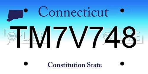 TM7V748 Connecticut License Plate
