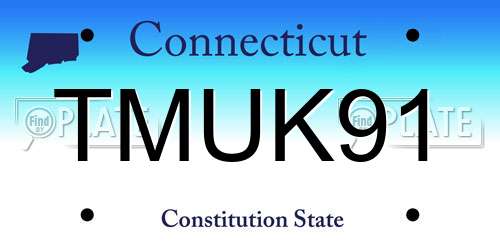 TMUK91 Connecticut License Plate