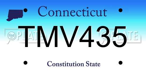 TMV435 Connecticut License Plate