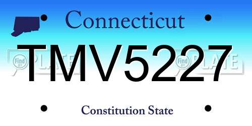 TMV5227 Connecticut License Plate