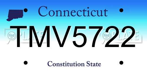 TMV5722 Connecticut License Plate