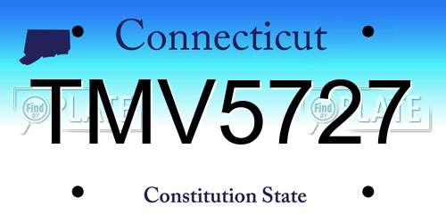 TMV5727 Connecticut License Plate