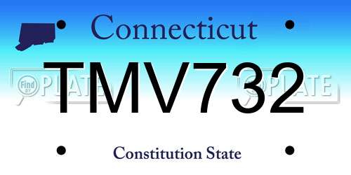 TMV732 Connecticut License Plate